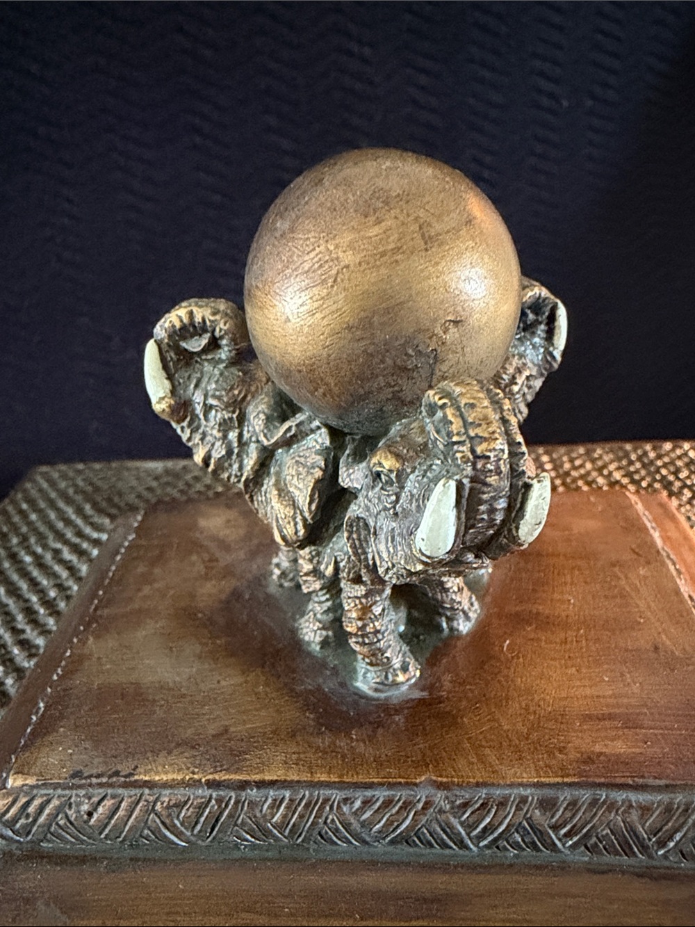 Elephants! Sculpted Trinket Box with Cover Designed As A Decorative Accent Piece